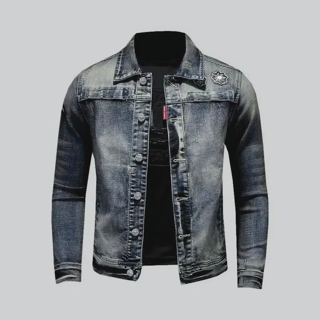 Slim grey-cast denim jacket | Jeans4you.shop