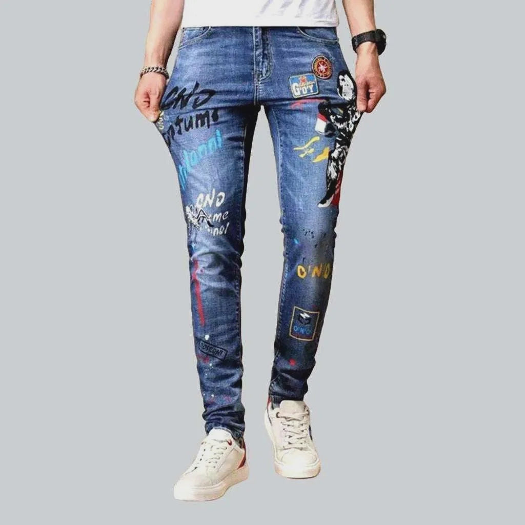 Color embroidery jeans for men | Jeans4you.shop