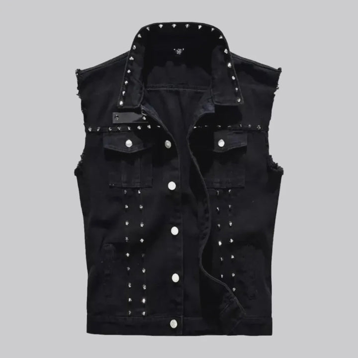 Embellished y2k denim men's vest | Jeans4you.shop