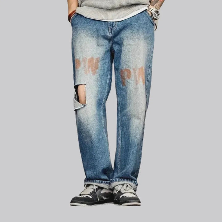 Boho style painted baggy jeans for men | Jeans4you.shop