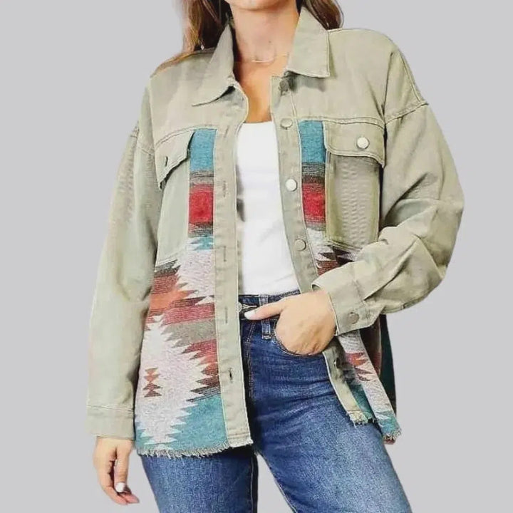Color patchwork denim jacket for ladies | Jeans4you.shop