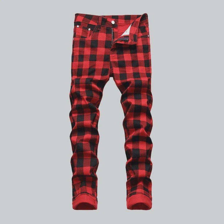 Checkered red men's jeans | Jeans4you.shop