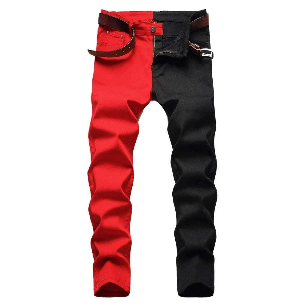 Red black slim men's jeans