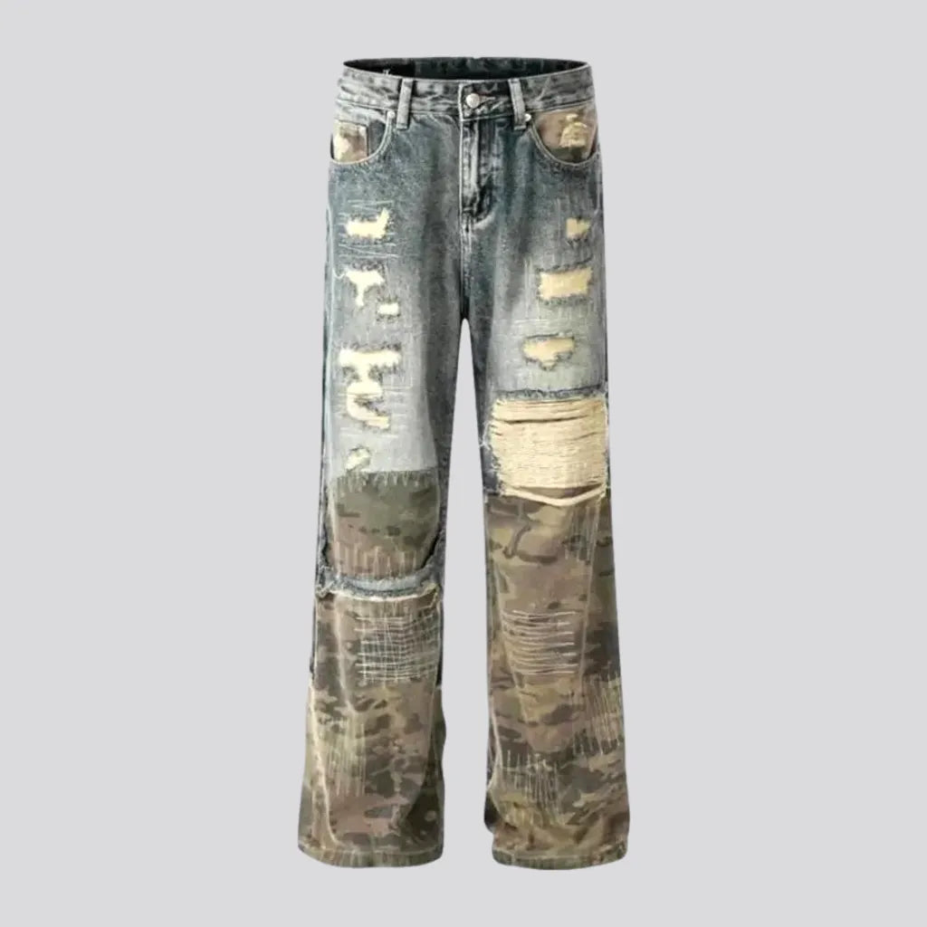 Retro Patchwork Camo Men's Jeans | Jeans4you.shop