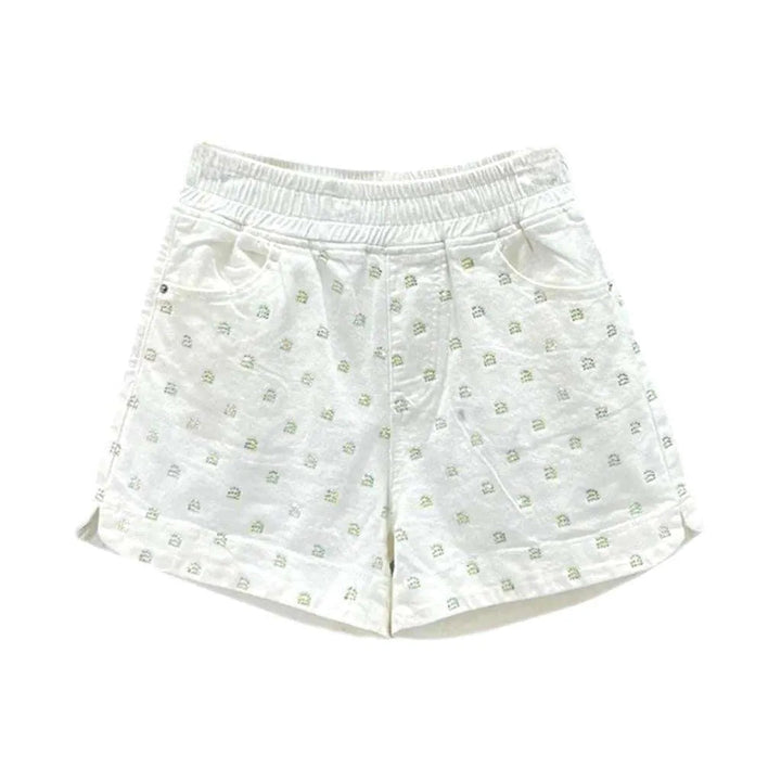 Rhinestone denim shorts with rubber