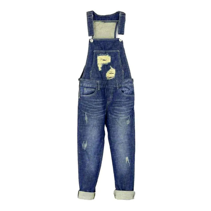 Ripped Women's Denim Overall - Blue