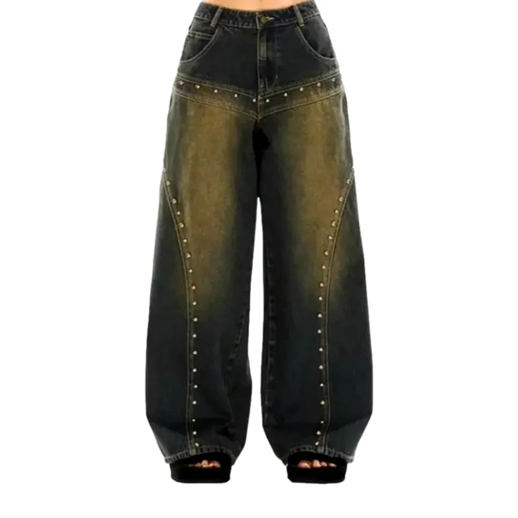 Rivet high-waist jeans for women