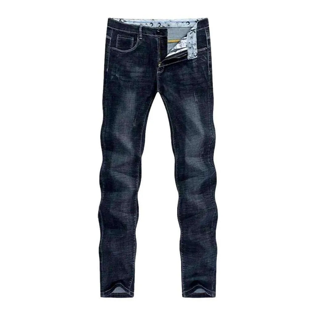 Sanded black jeans for men