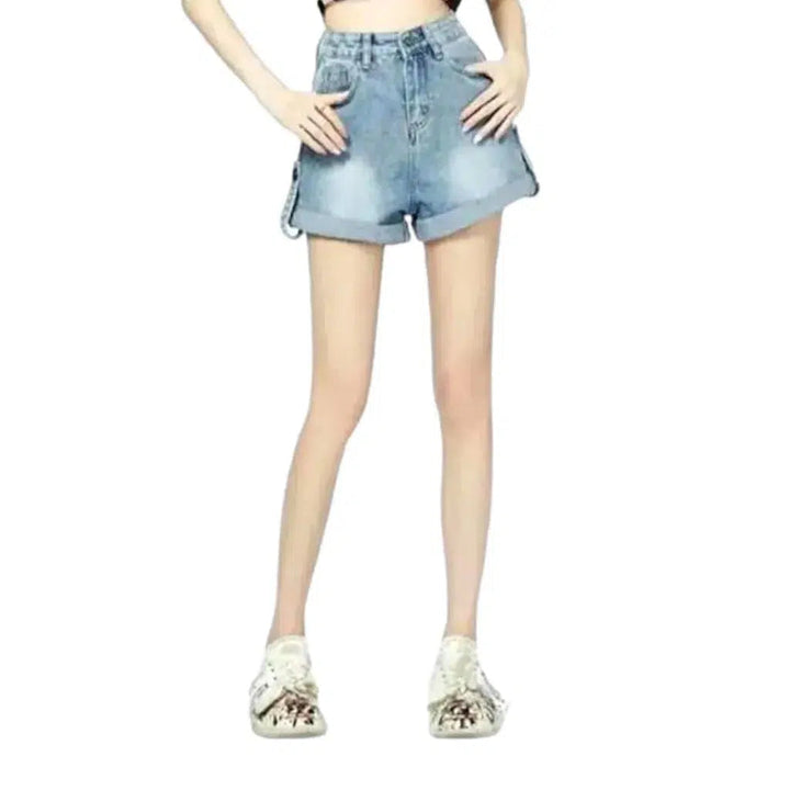 Sanded fashion denim shorts
 for ladies