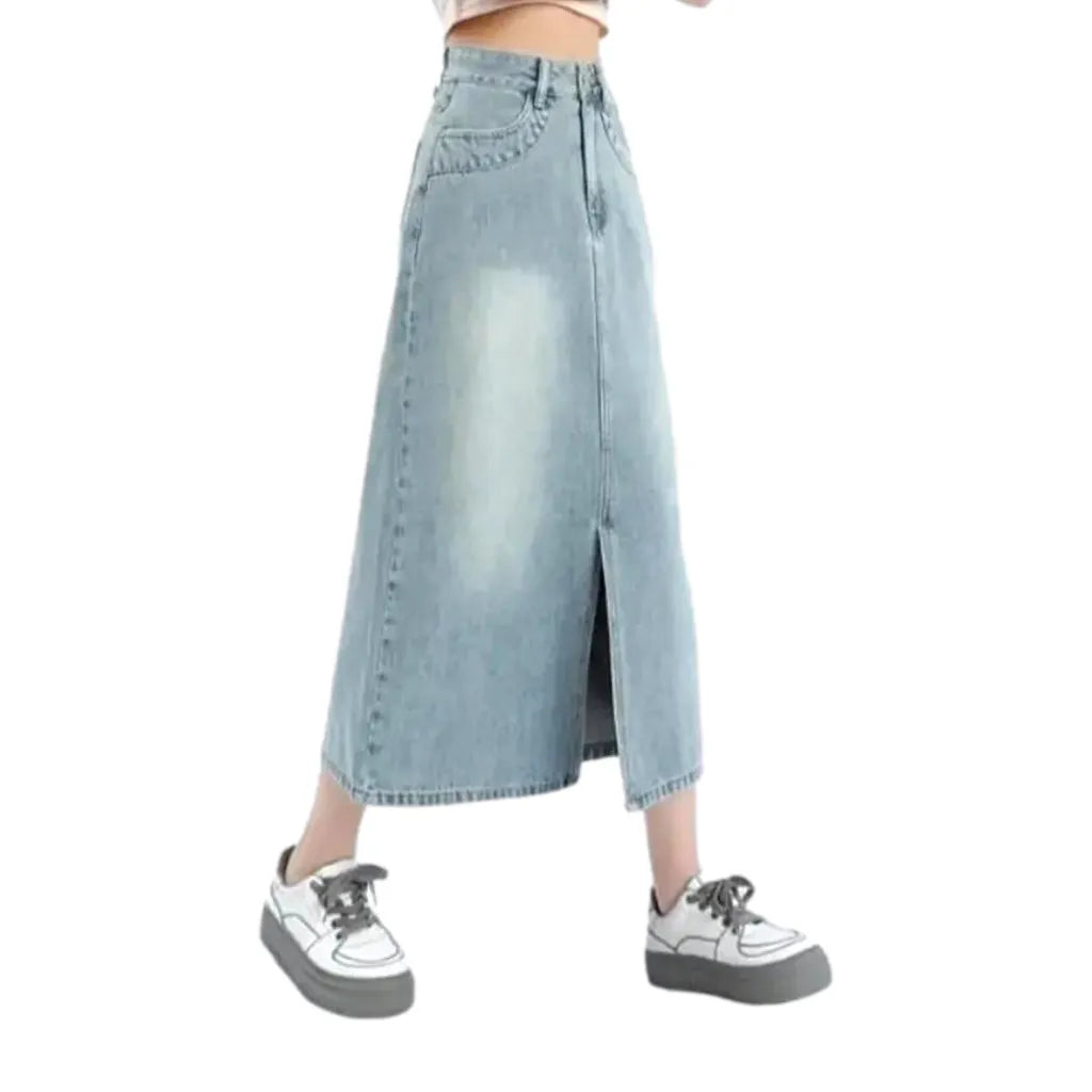 Sanded fashion women's denim skirt