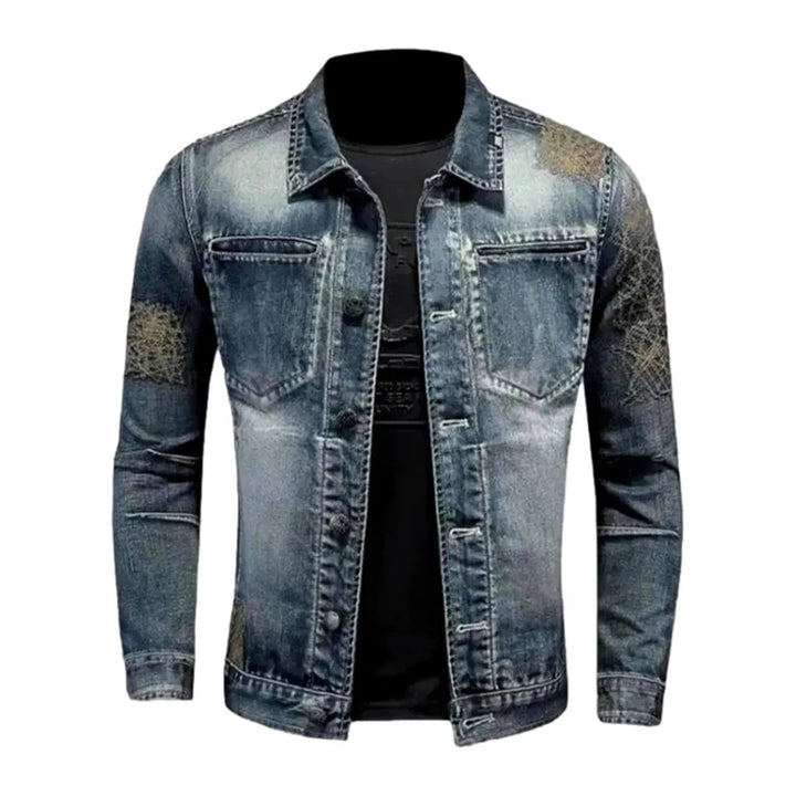 Sanded slim men's denim jacket