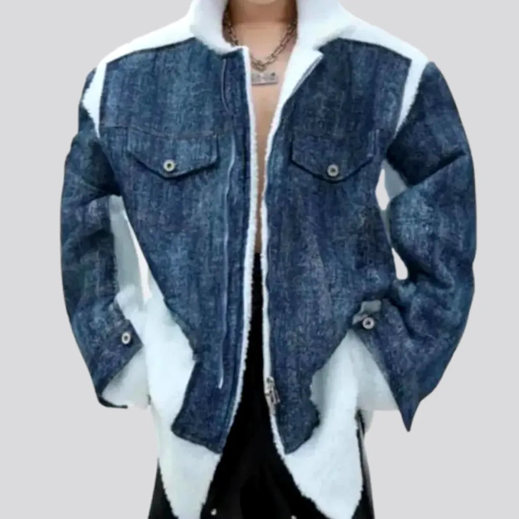 Stonewashed Mixed Style Fleece Men's Jean Jacket | Jeans4you.shop