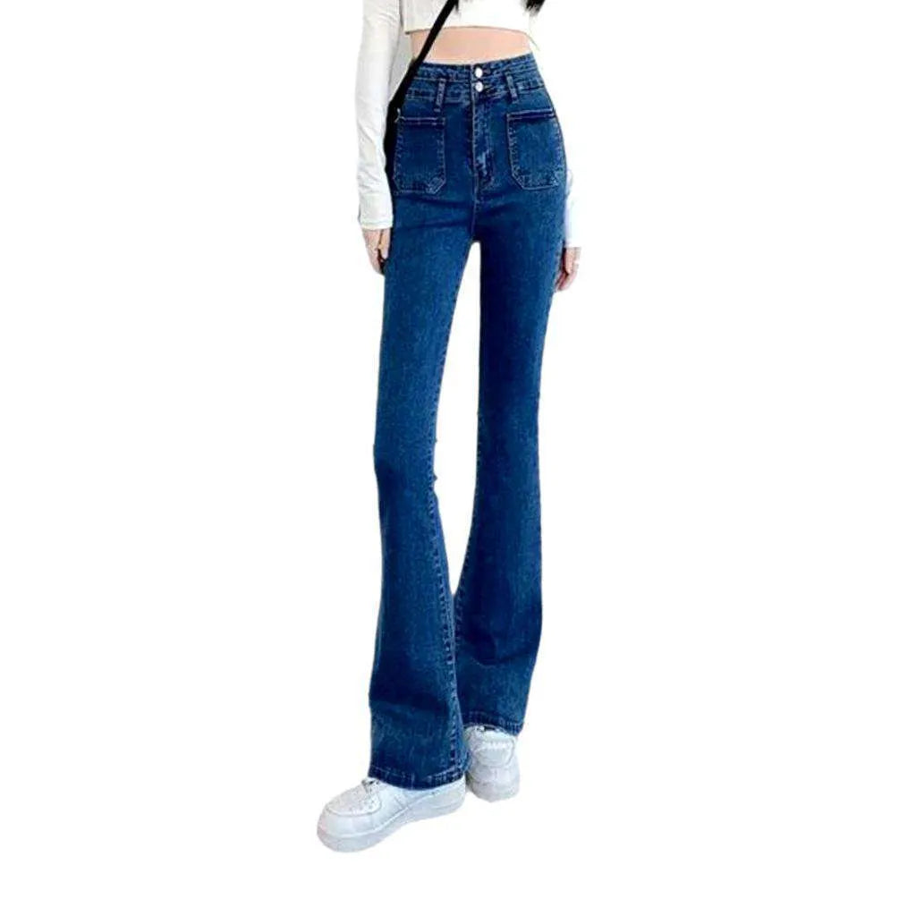 Stonewashed women's high-waist jeans