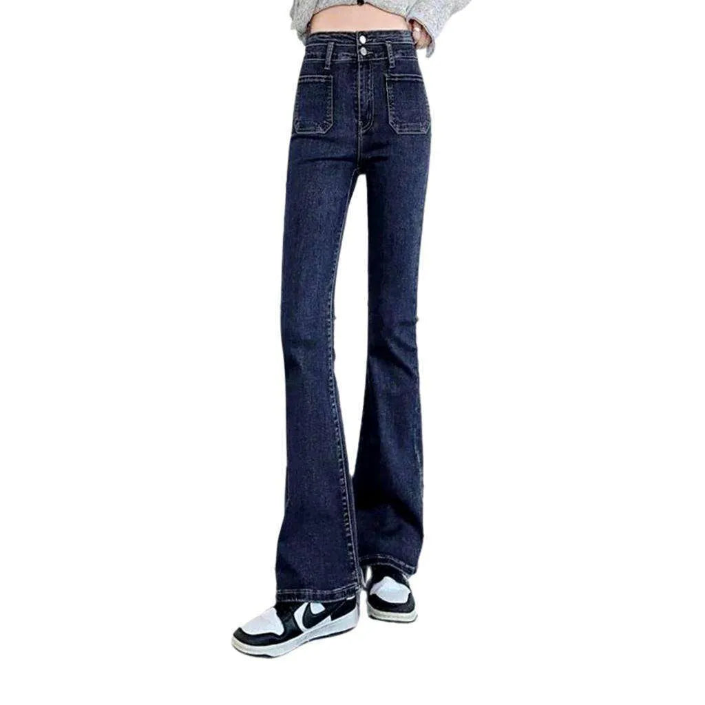 Stonewashed women's high-waist jeans