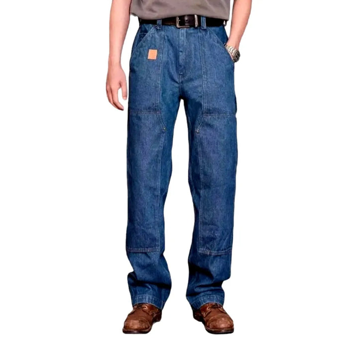 Straight medium-wash work jeans for men