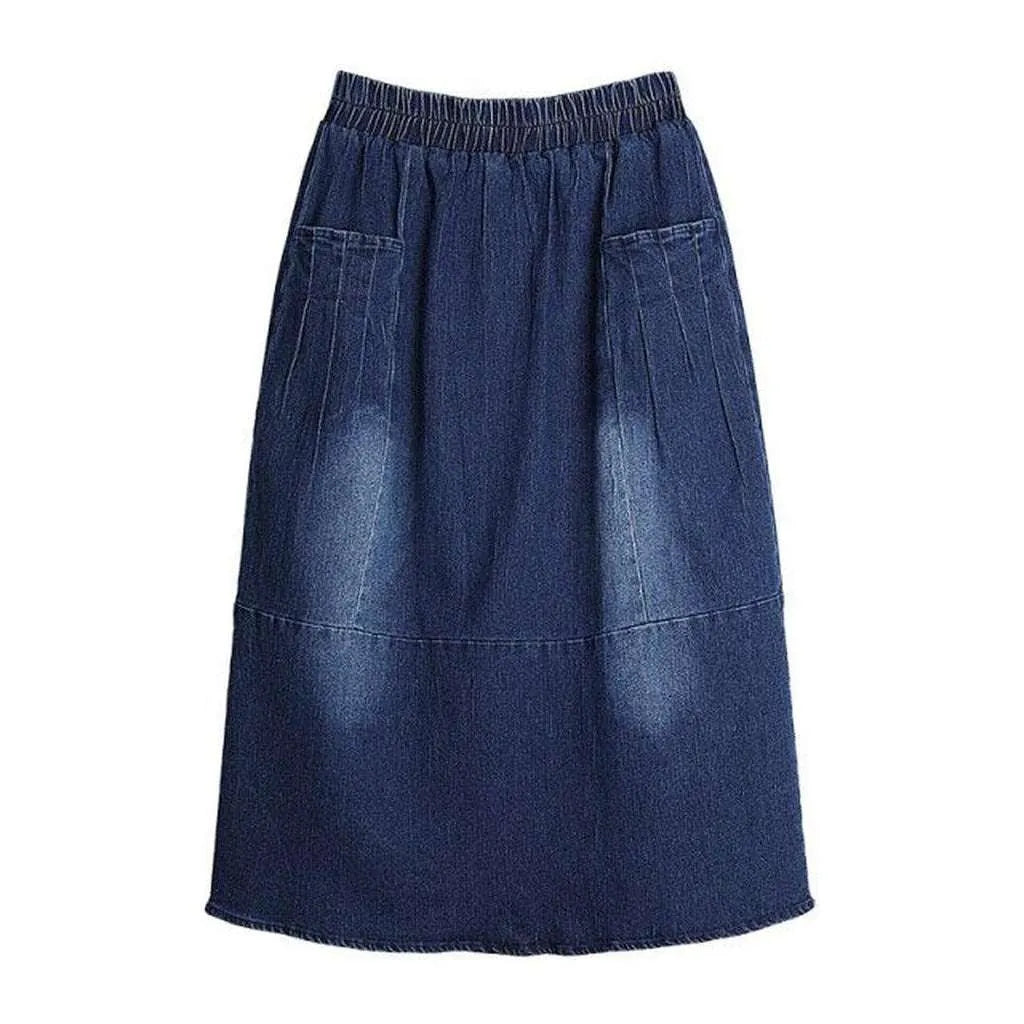 Street fashion long denim skirt