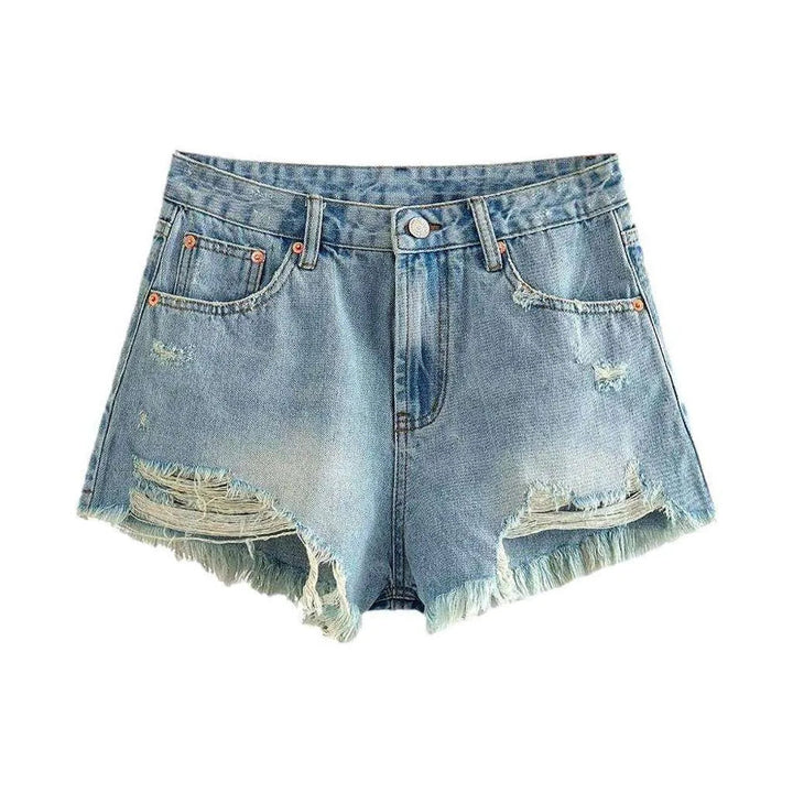 Streetwear wide distressed jean shorts