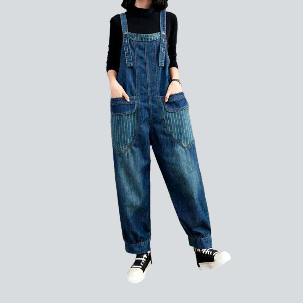 Striped jean overall for women | Jeans4you.shop