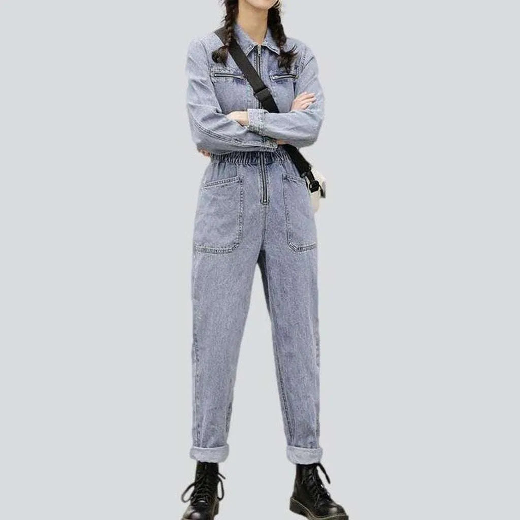 Stylish bleached women's jean jumpsuit | Jeans4you.shop