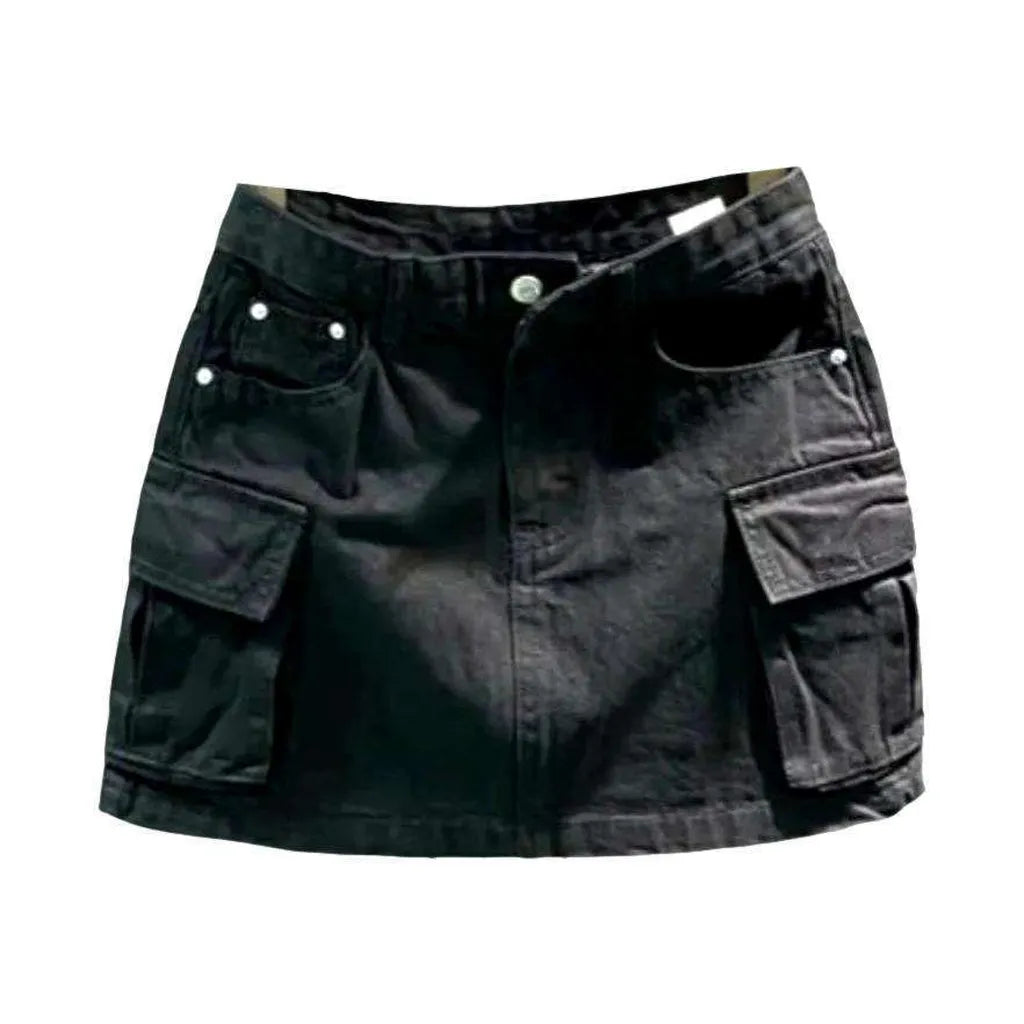 Stylish cargo mini denim skort