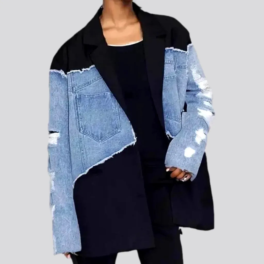 Stylish Distressed Women's Jean Blazer Jacket | Jeans4you.shop