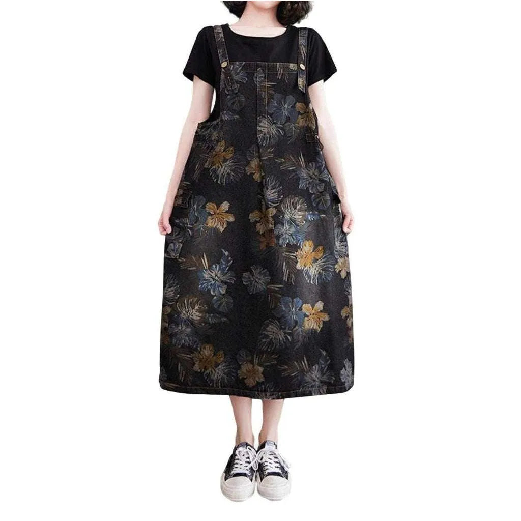 Stylish Painted Turn-of-century Jean Dress - Black