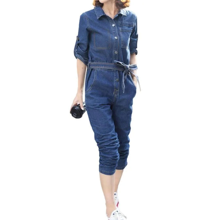 Slim Jean Jumpsuit for Ladies - Blue