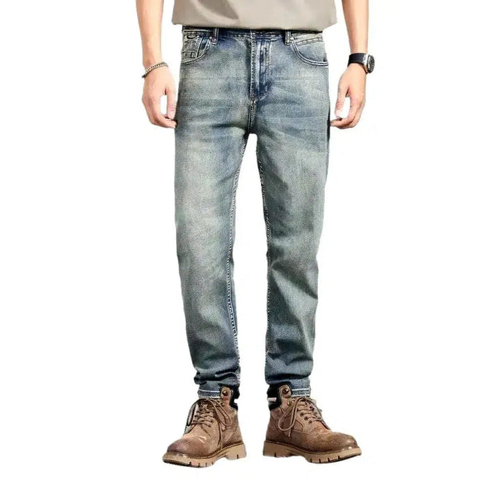 Tapered men's light-wash jeans