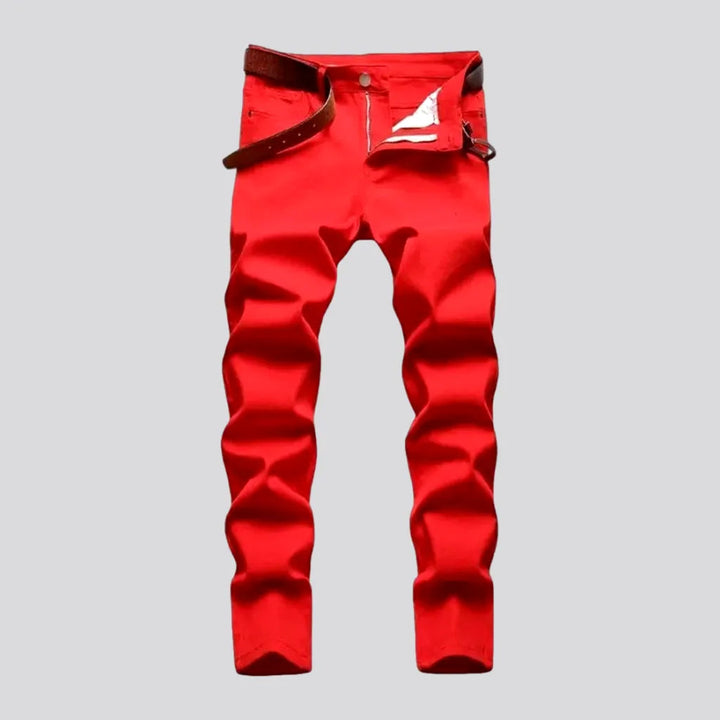 Vibrant Red Smooth Men's Jeans | Jeans4you.shop