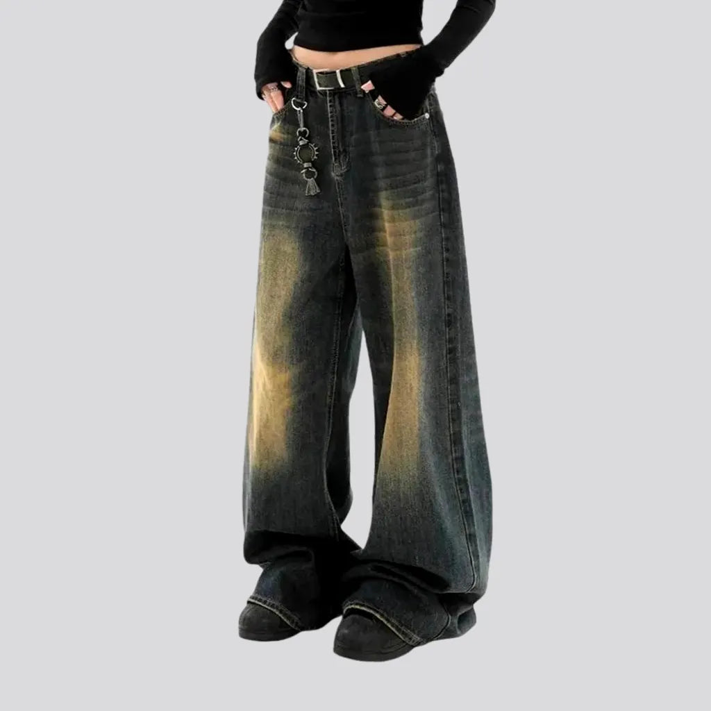 Vintage Dark Pattern Baggy Women's Jeans | Jeans4you.shop