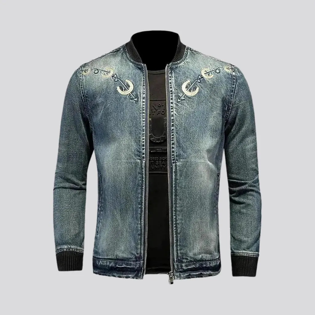 Vintage Style Slim Fit Men's Denim Bomber Jacket | Jeans4you.shop