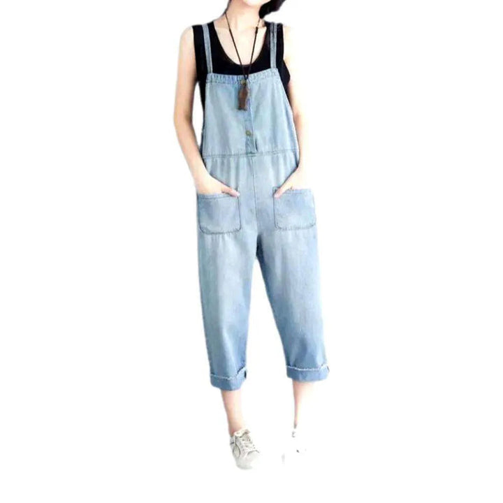 Loose Fashion Women's Jean Overall - Light Blue