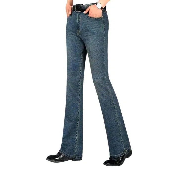 Whiskered men's bootcut jeans