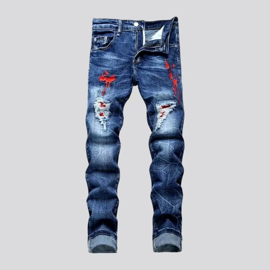 Whiskered Painted Fashion Men's Jeans | Jeans4you.shop