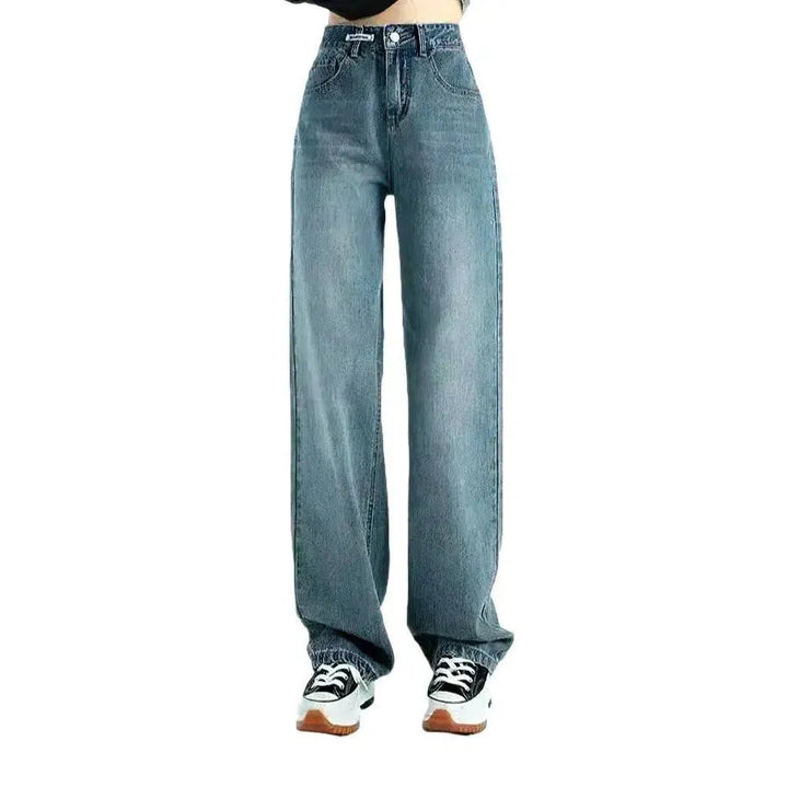 Whiskered wide-leg jeans
 for women