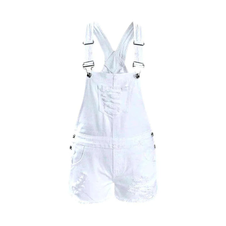 Monochrome Stretchable Jean Overall for Ladies - White