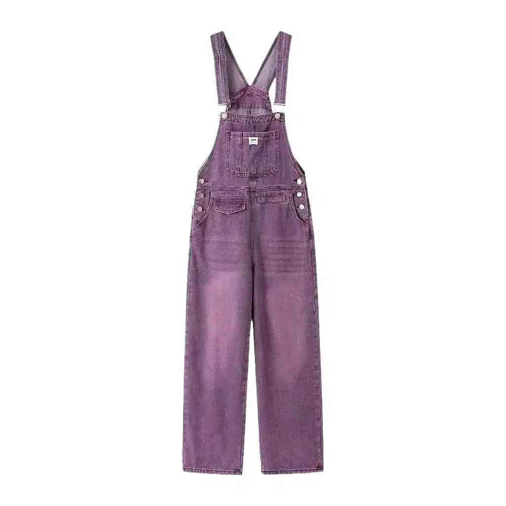 Women's Sanded Denim Dungaree - Violet