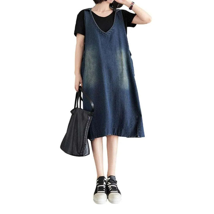 Y2k Dark Jean Dress - Dark Blue