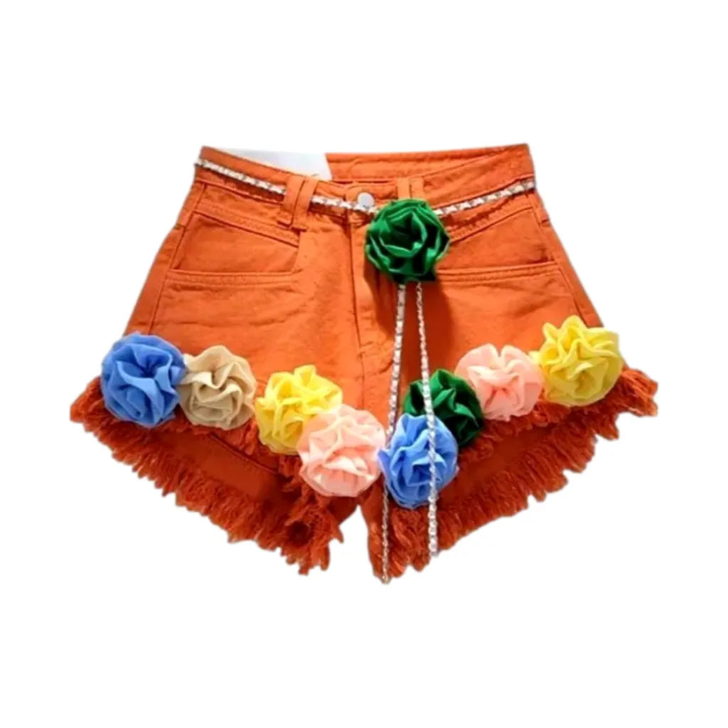 Y2k embellished denim shorts for women