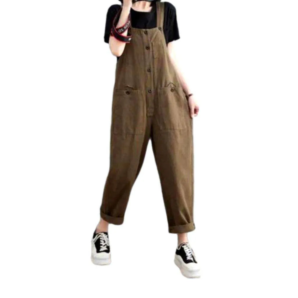 Y2k Loose Jeans Overall for Ladies - Brown