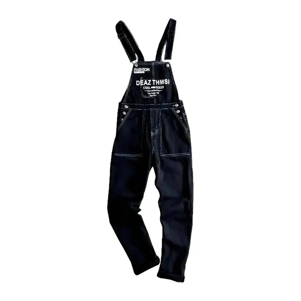 Stylish y2k men's denim overall - Black