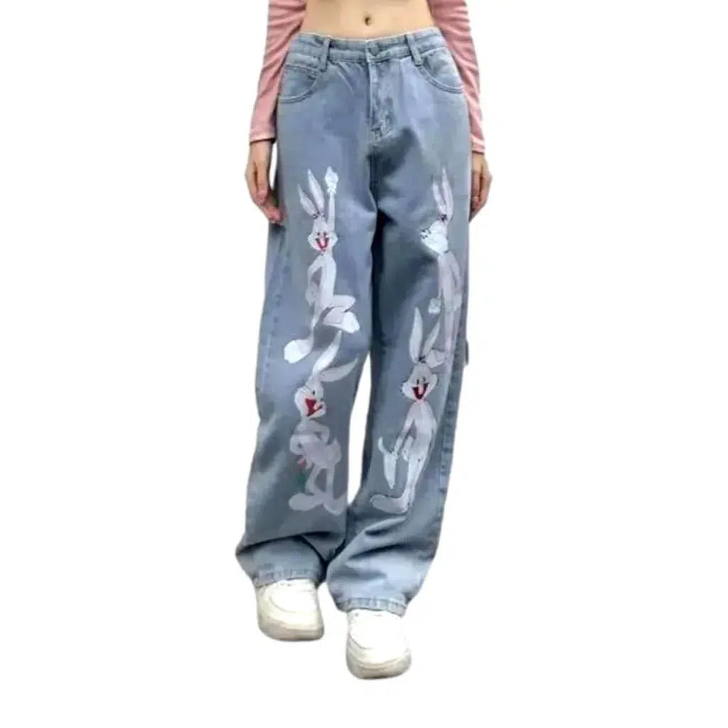 Y2k rabbit-print jeans
 for women